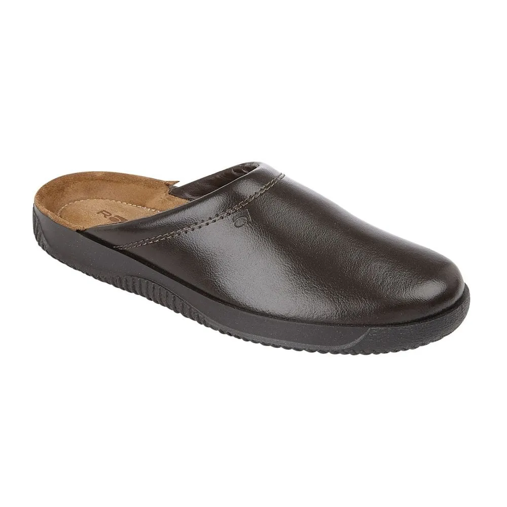 Secret Treasures Slippers Rohde Men's Backless Leather House Shoe Brown