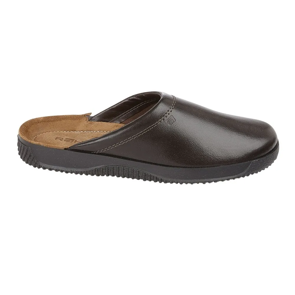 Rohde Men's Backless Leather House Shoe Brown Werewolf Slippers