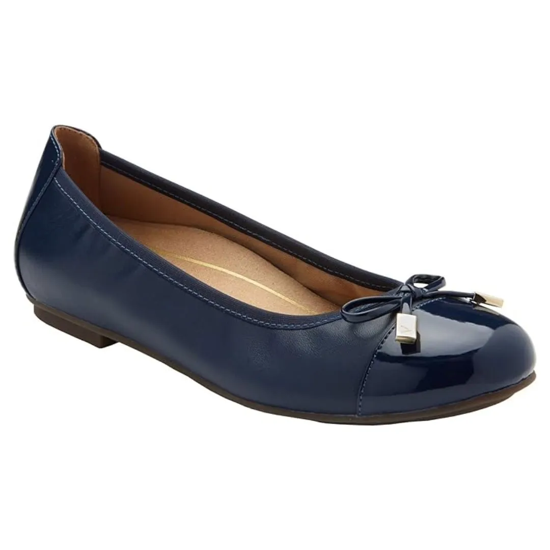 Vionic Minna 4107N Navy Nappa Leather Flat Shoes Kebaya