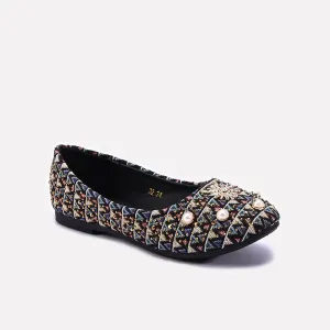 Dressy Flat Shoes With Arch Support Black Fancy Pumps For Girls 0710548