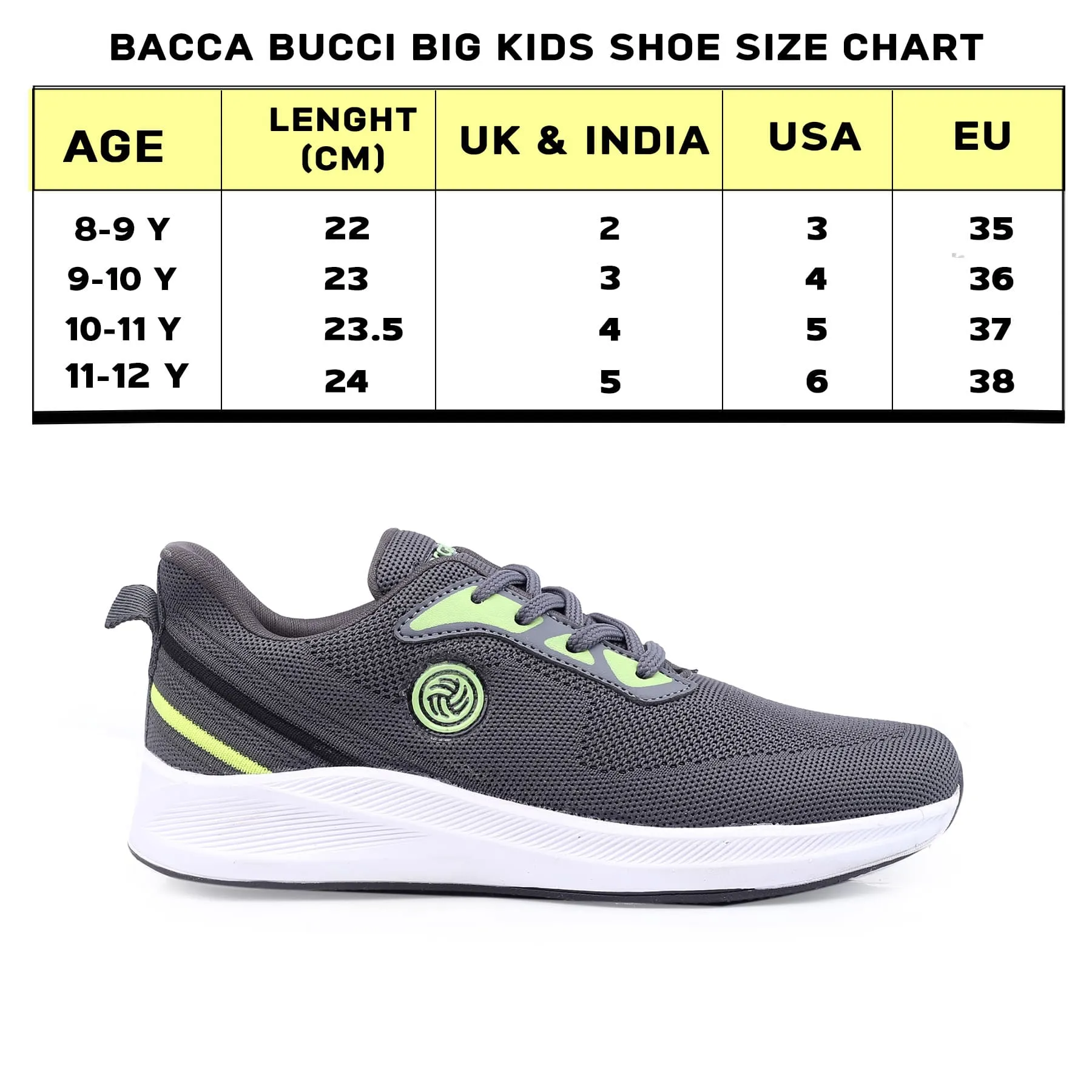 Weatherproof Walking Shoes Bacca Bucci Boys or Girls Essential Knit Running Sports Shoe (Age: 8 year to 12 years)