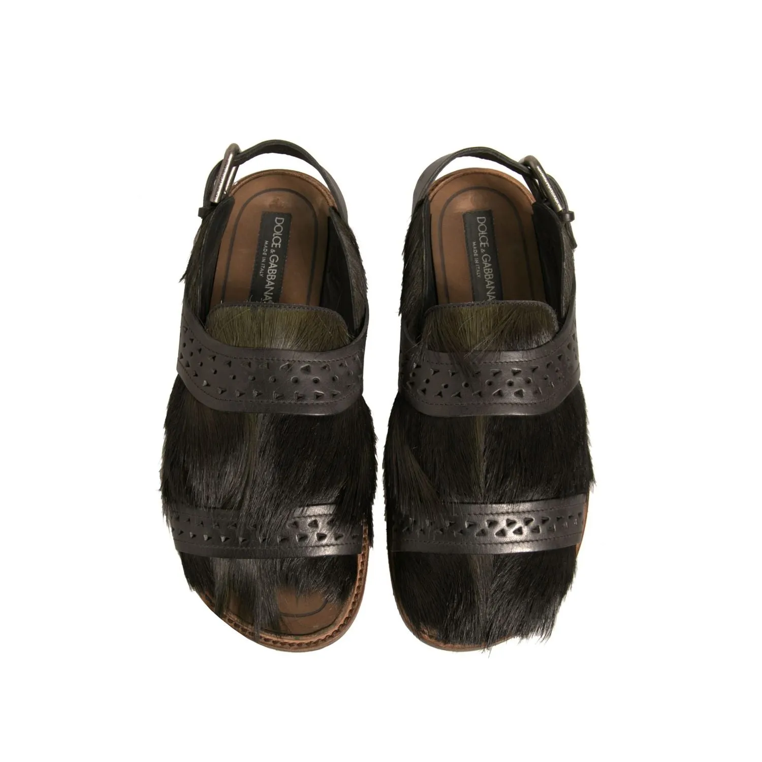 Dolce & Gabbana Green Gazelle Hair Leather Flats Sandals Shoes Sofft Flat Shoes