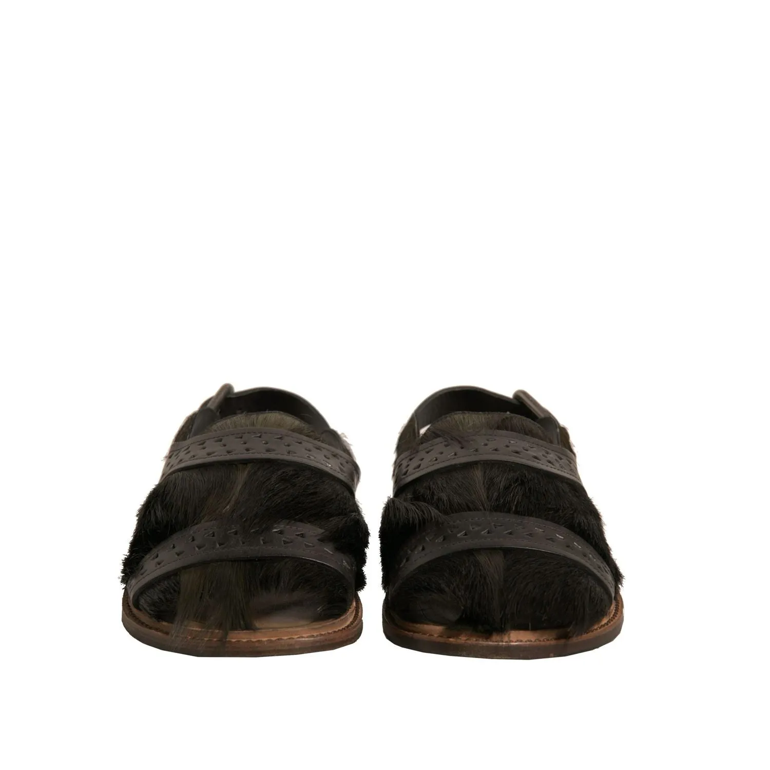 Dolce & Gabbana Green Gazelle Hair Leather Flats Sandals Shoes Flat 1950s Shoes