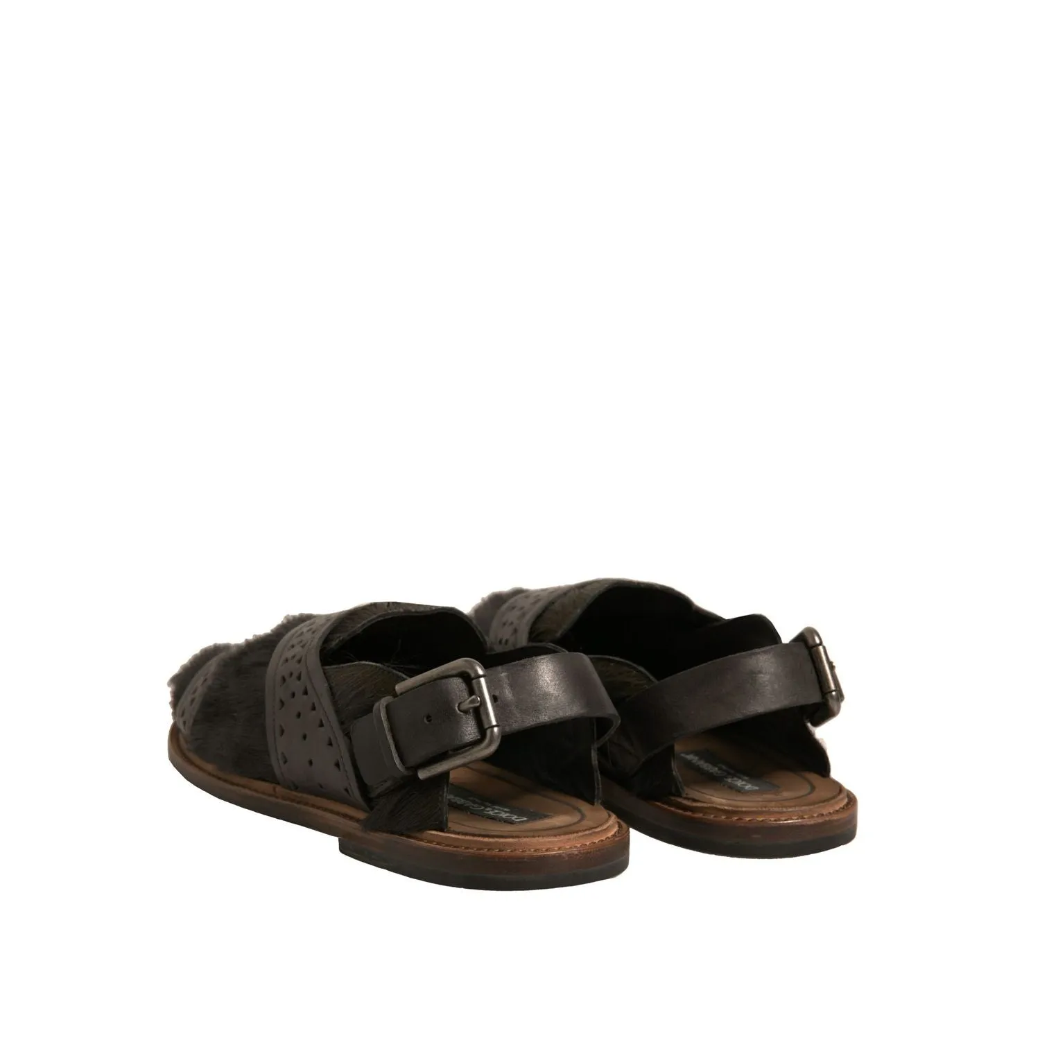 Shoe Straps For Flats Dolce & Gabbana Green Gazelle Hair Leather Flats Sandals Shoes