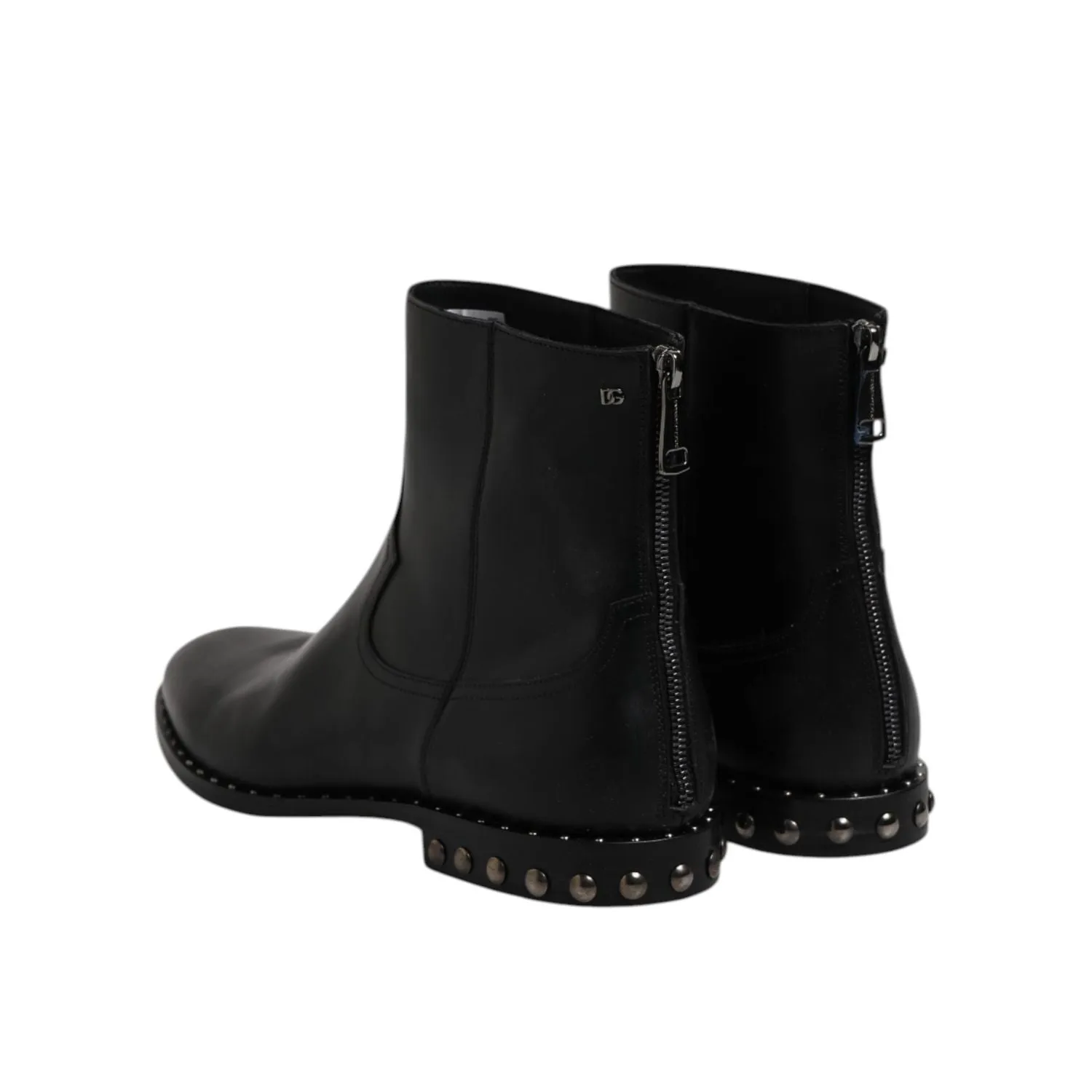 Nancy Sinatra These Boots Are Dolce & Gabbana Black Leather Logo Ankle Boots Studded Shoes