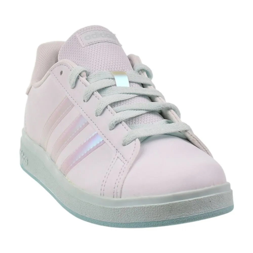 Adidas Grand Court 2.0 K Big Kids' Shoes Ftwr White/Flash Aqua jr6097 Casual Leather Shoes With Jeans
