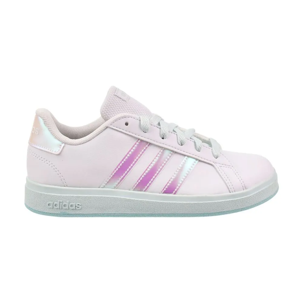 Adidas Grand Court 2.0 K Big Kids' Shoes Ftwr White/Flash Aqua jr6097 Casual Shoes For Standing All Day