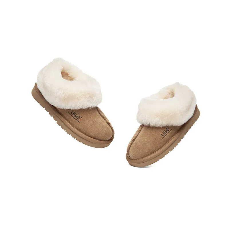 AUSTRALIAN SHEPHERD UGG Slippers Kids Sheepskin Wool Ankle Homey Preppy Slides