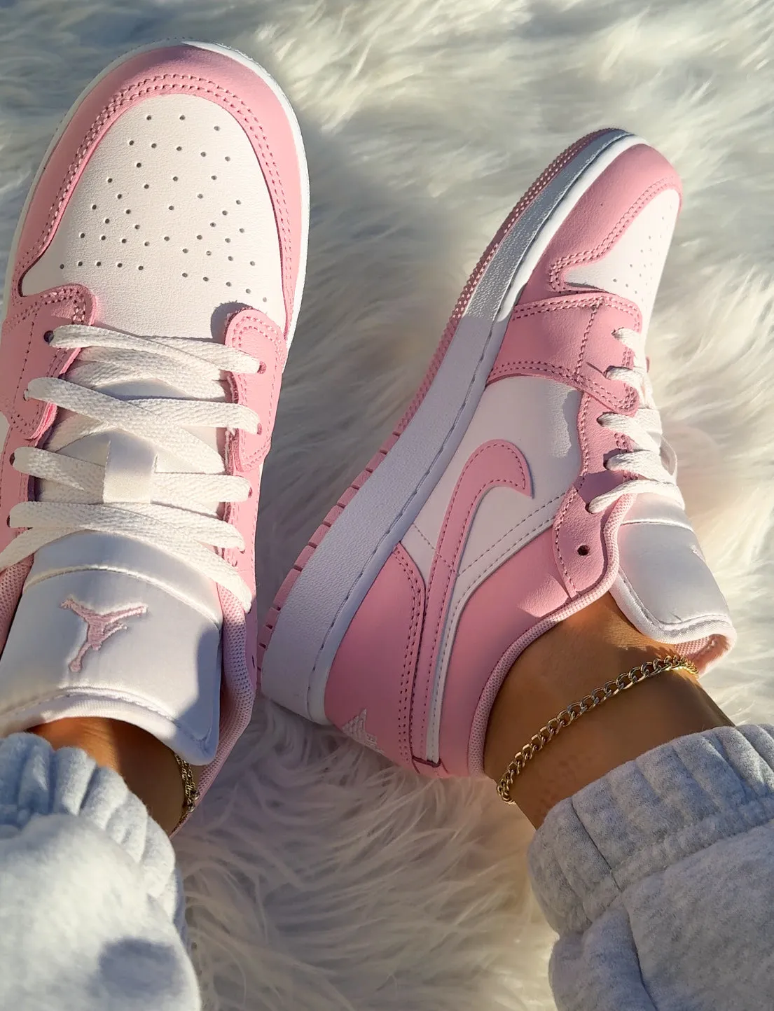 Adidas Athletic Shoe NEW Pink and White Swarovski Womens Air Jordan 1 Low Shoes