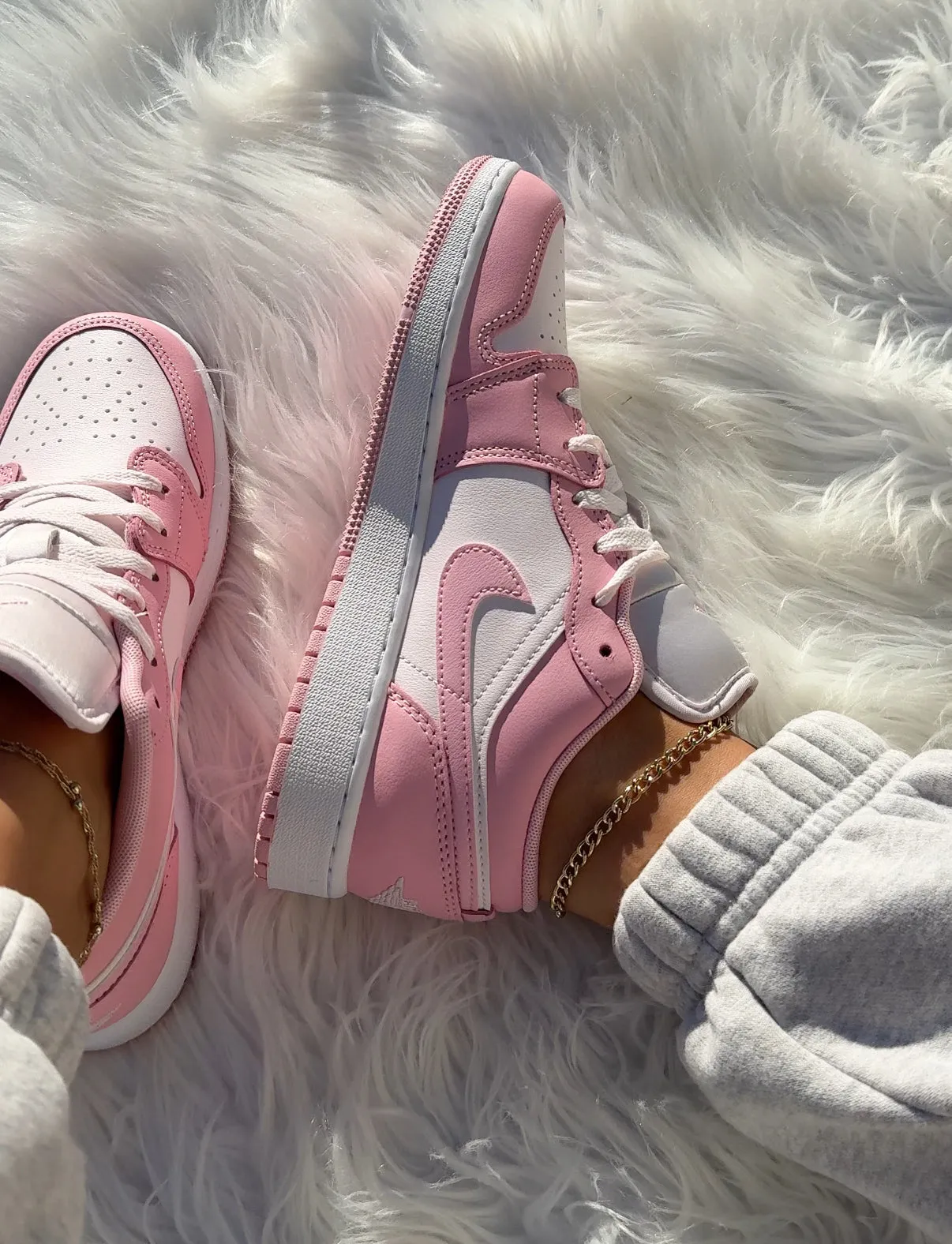 NEW Pink and White Swarovski Womens Air Jordan 1 Low Shoes Adidas Shoe Shop