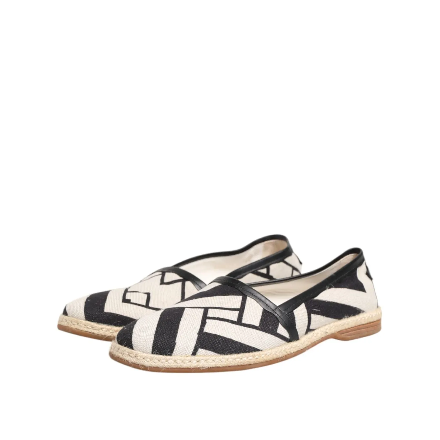Flat Trail Running Shoes Dolce & Gabbana Black White Stripes Flat Espadrille Shoes