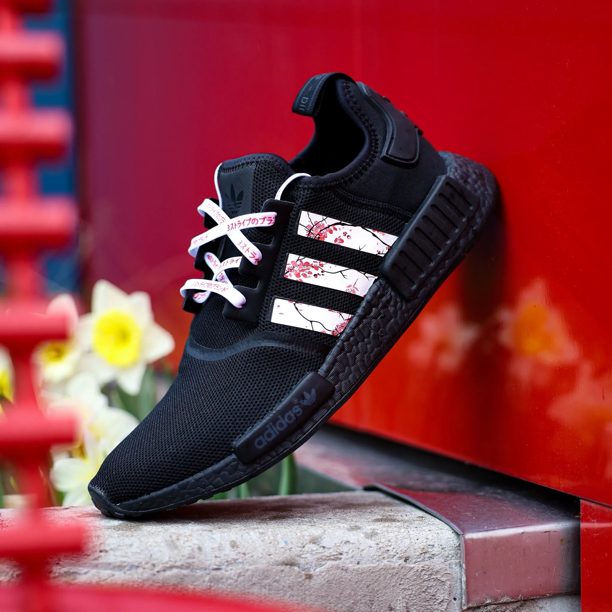 White Cherry Blossom Stripes for NMD Adidas Lightmotion Shoes