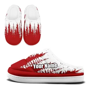 Winter Pine Forest Silhouette Padded Slippers, Red & White Christmas Holiday Cozy Shoes FN057-25020192 Koala Bear Slippers