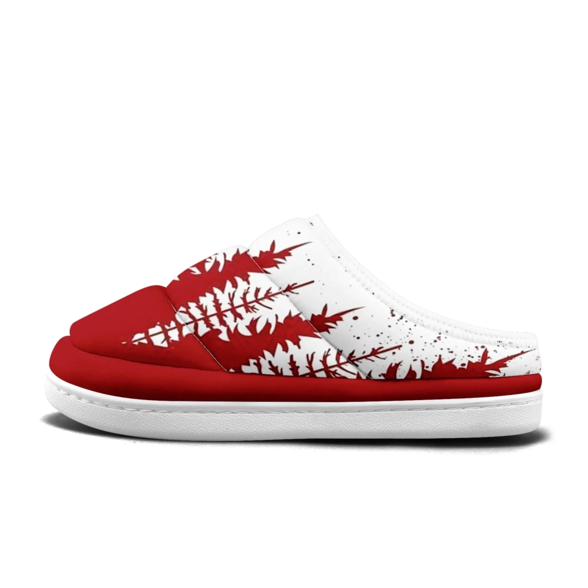 Beetlejuice Slippers Winter Pine Forest Silhouette Padded Slippers, Red & White Christmas Holiday Cozy Shoes FN057-25020192
