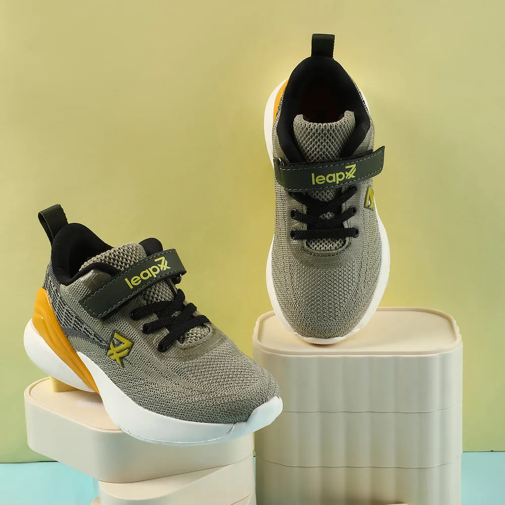 Best Running And Casual Shoes Leap7x Olive Green Sports Lacing Running Shoes For Kids COVER-02 By Liberty