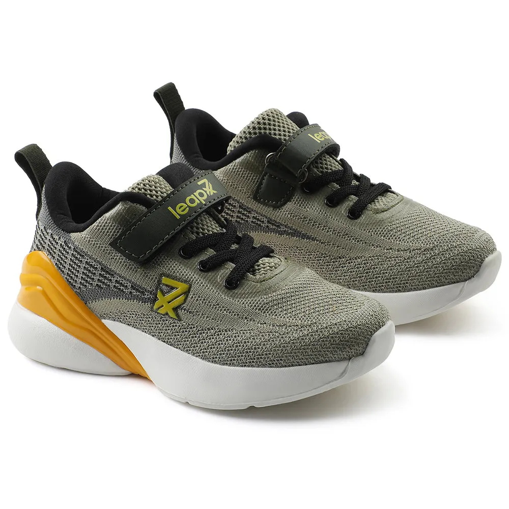 Best Stability Running Shoe Leap7x Olive Green Sports Lacing Running Shoes For Kids COVER-02 By Liberty
