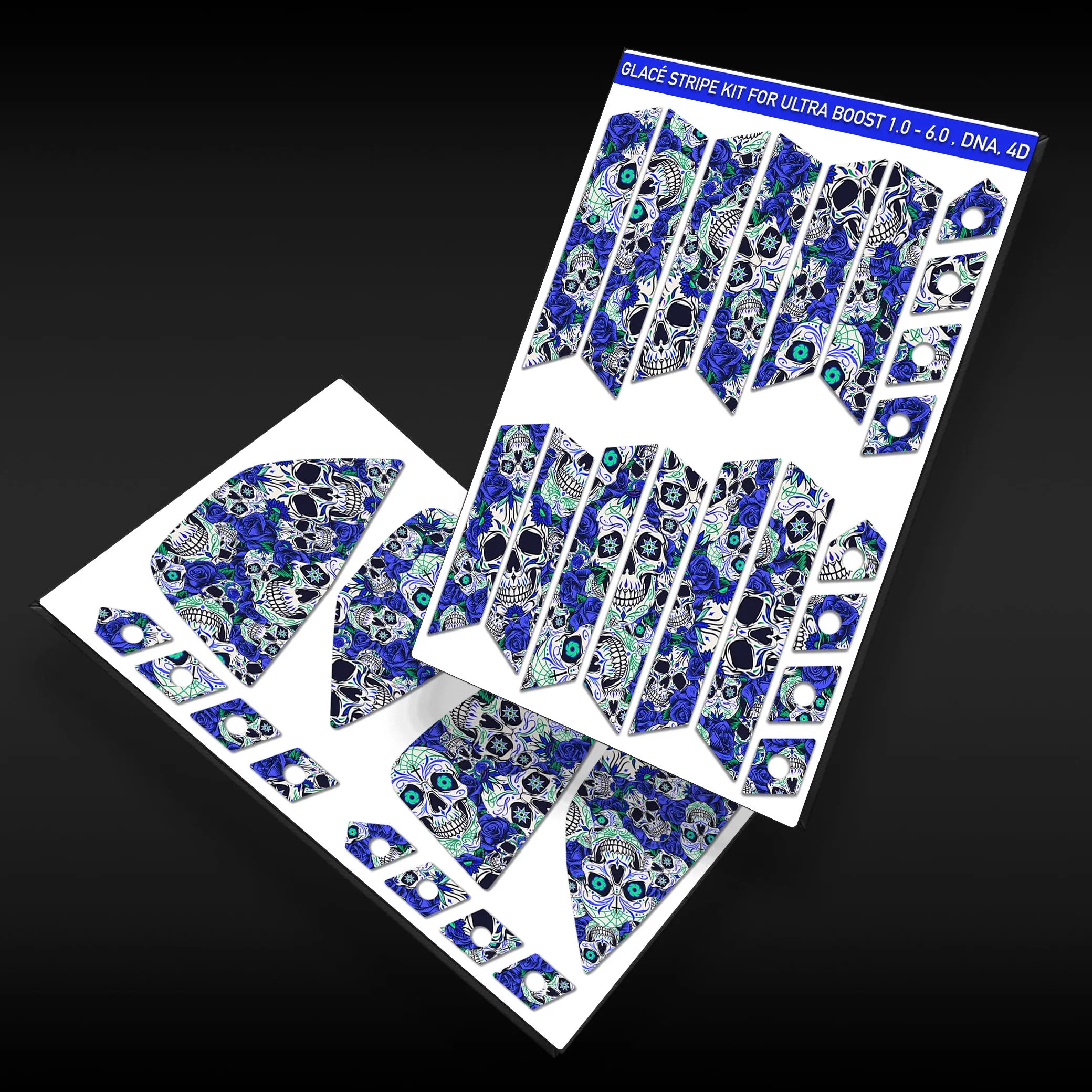 Blue Day of the Dead Stripes for Ultra Boost Grey Adidas Shoes