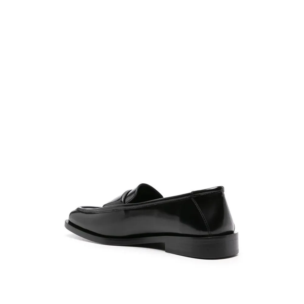 The Attico Black Calfskin Slip-On Loafers Barefoot Shoes With Flat Feet