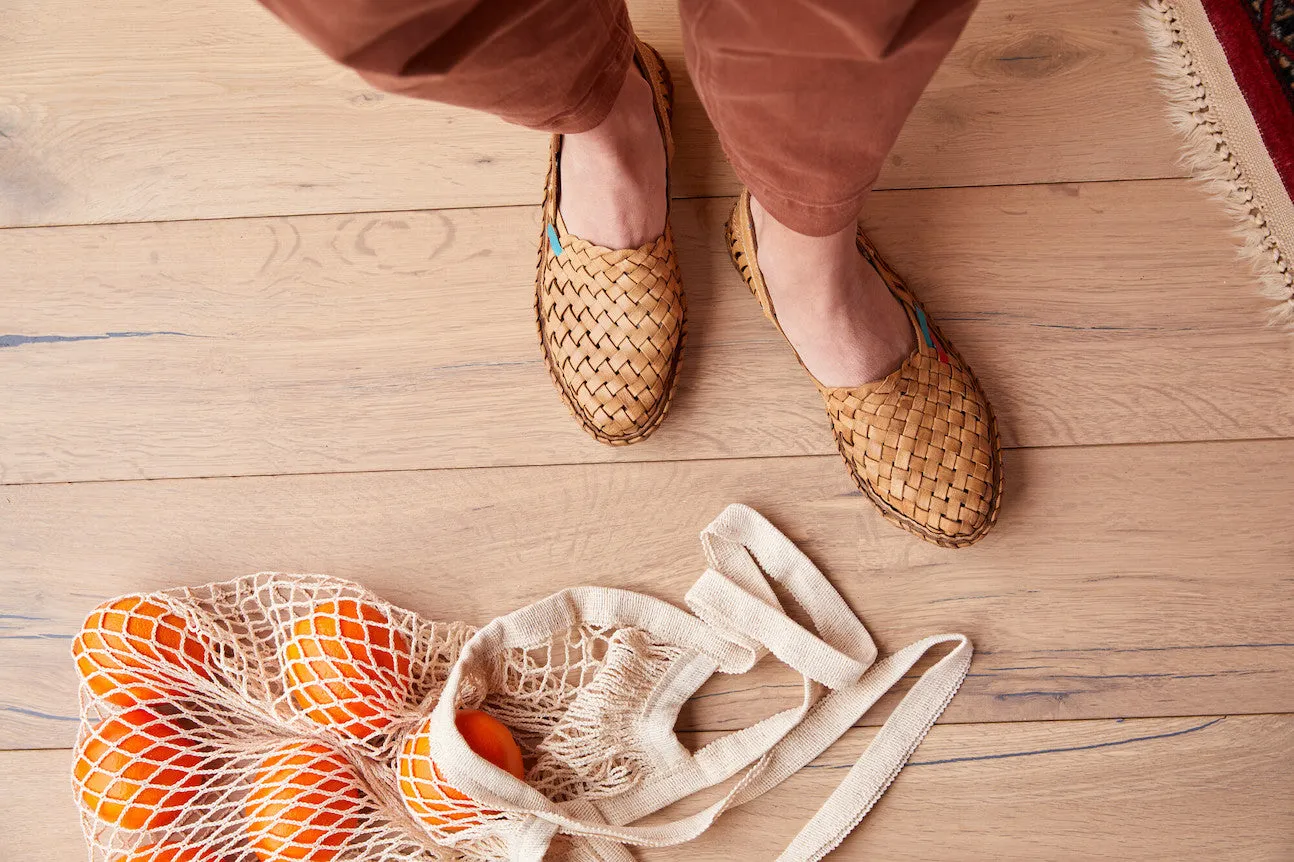 Ballet Slippers Flats Shoes Woven Flat in Honey   Stripes