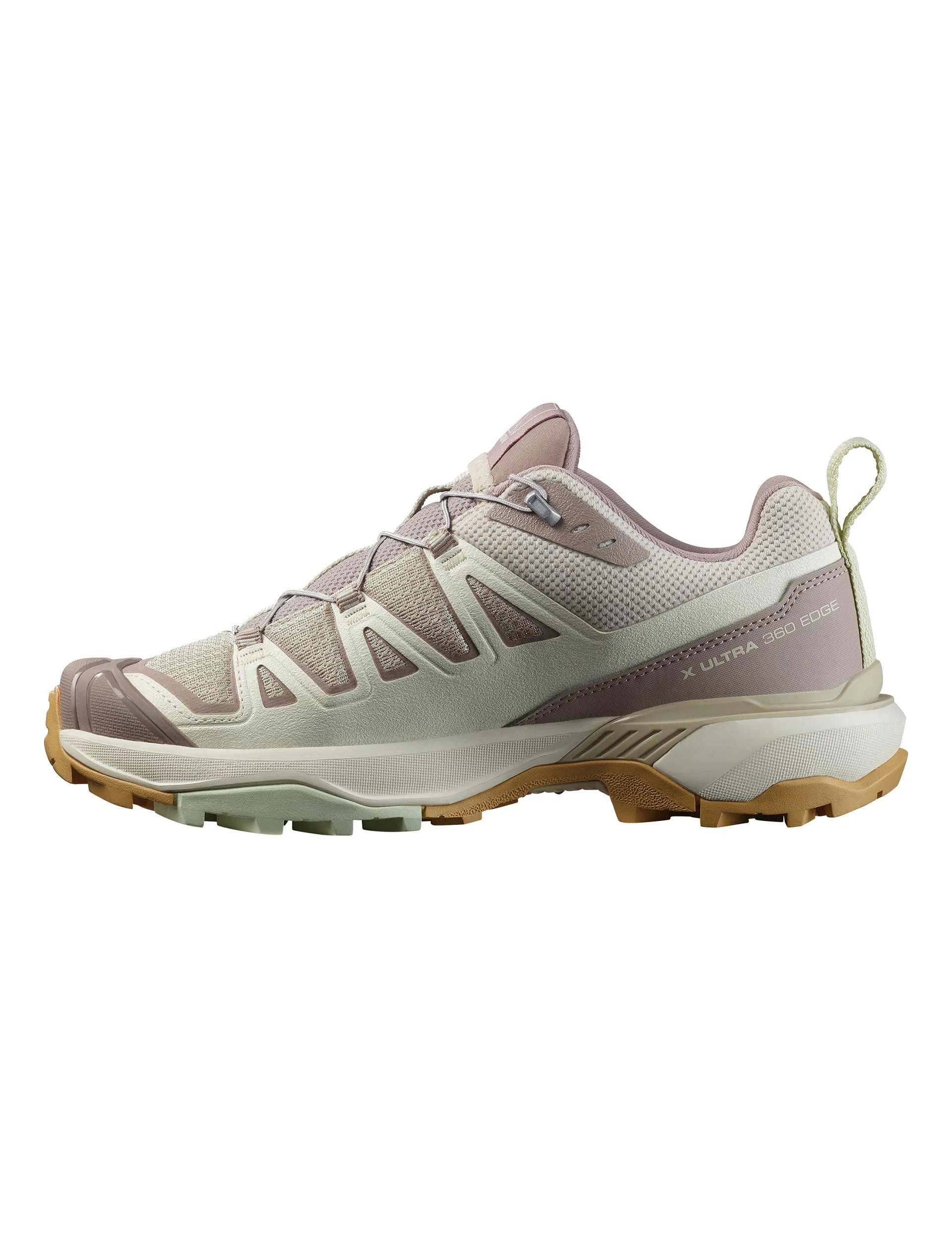 Wide Foot Hiking Shoes X Ultra 360 Edge - Rainy Day/Vanilla Ice/Canary Green