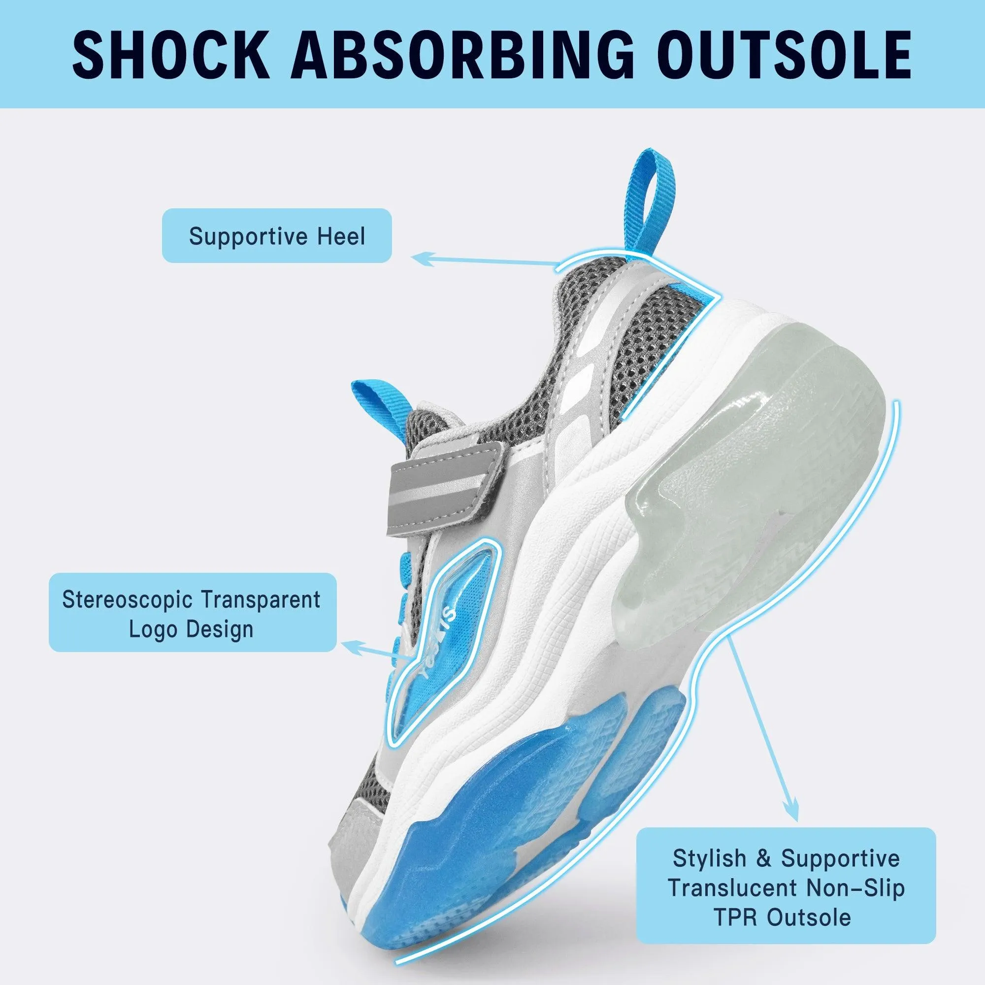 Dress Slacks And Sneakers YESKIS FutuVibe Light Up Boys Sneakers for Kids Grey/Blue