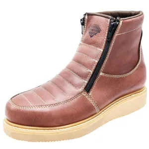Mia Cowboy Boots Zapatos de Trabajo Cuero Original con Doble Zipper Color Cafe WD